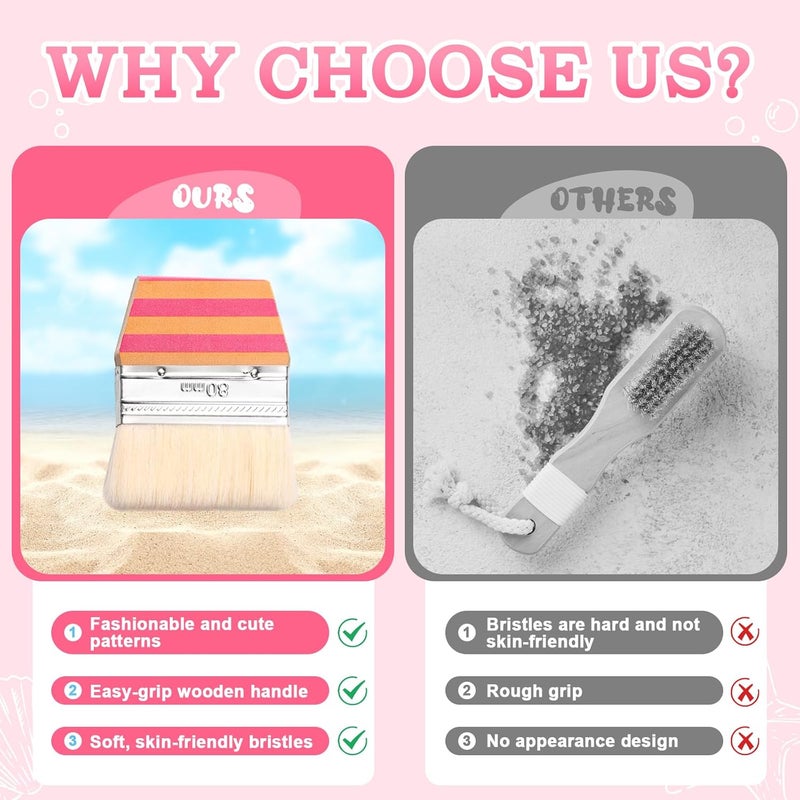 WANGDEFA Sand Beach Cleaning Brush Sand Remover Brush Body Skin Cleaning Beach Accessories Soft Sand Off Brush for Vacation Lightweight & Portable Holiday Essentials(Stripe) - Image 4
